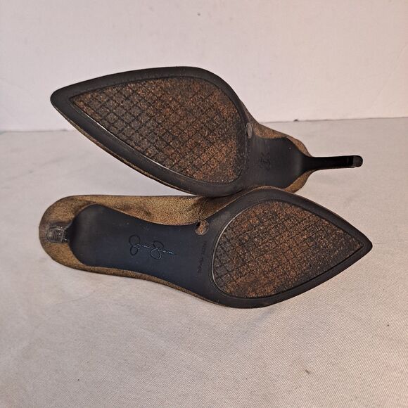 Jessica Simpson Lory Heels Women's Size 6.5M Gold Black Metallic Fabric Upper - Picture 6 of 11